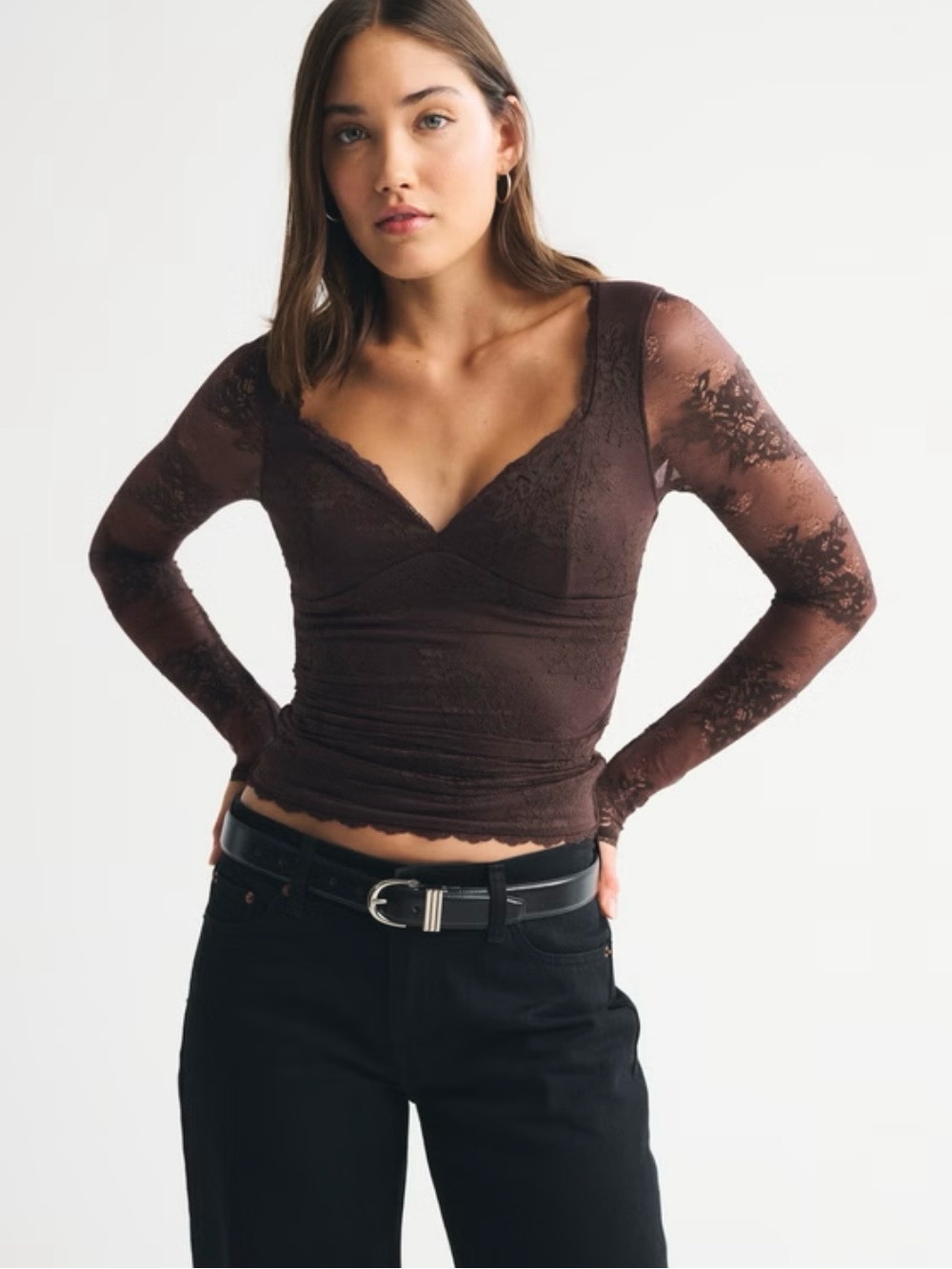 Abercrombie & Fitch Zoe Bra-Free Lace Top | NWT | Chocolate Brown | Medium